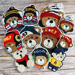 embroidery chenille letter bear patch,embroidered animal cartoon towel patches for coats bears badges girls appliques A211246