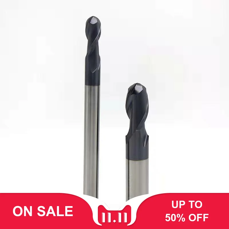 1pc HRC50 6mm 8mm Ball Nose End Mill cncMilling 2 Flutes R0.5 R6.0  Cutter for Metal Face Slot Machining  Coated EndMills Tool