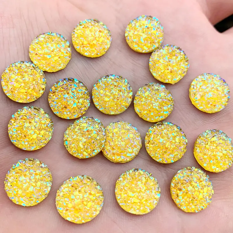 12mm 80Pcs Flatback AB Resin Round Rhinestone Natural ore Cabochon Gems Flat Back Resin Crystal Rhinestone For DIY Decoration