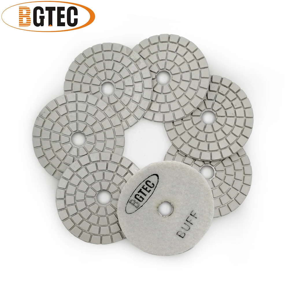 

BGTEC 4inch 7pcs #BUFF Professional wet diamond flexible polishing pads 100mm granite, marble, ceramic sanding disc