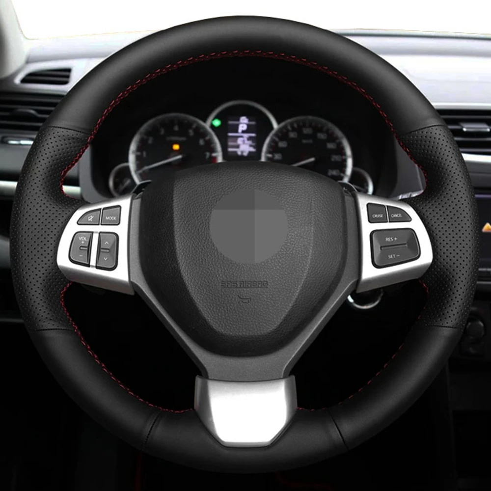 DIY Black Faux Leather Car Products Steering Wheel Cover For Suzuki Swift Sport Vitara S 2012 2013 2014 2015 2016 2017 Holster