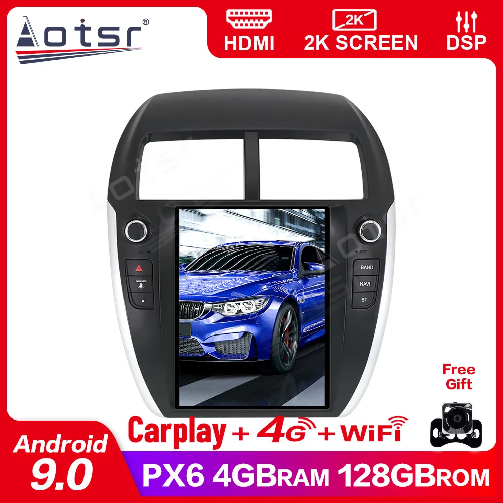 

PX6 Android 9.0 4+128G Tesla Screen For 2010 2011 2012 2013 2014 Mitsubishi ASX Player GPS Unit Auto Audio Stereo Radio Recorder