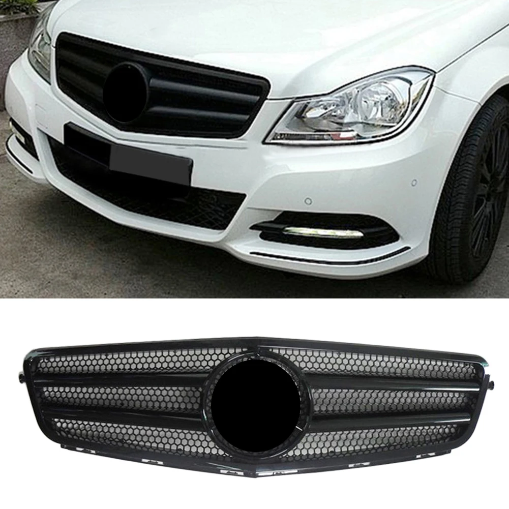 Car Front Grill AMG-Style Bumper ABS Grille For Mercedes Benz W204 C-CLASS C63 C250 C300 C200 C350 2007-2010 2011 2012 2013 2014