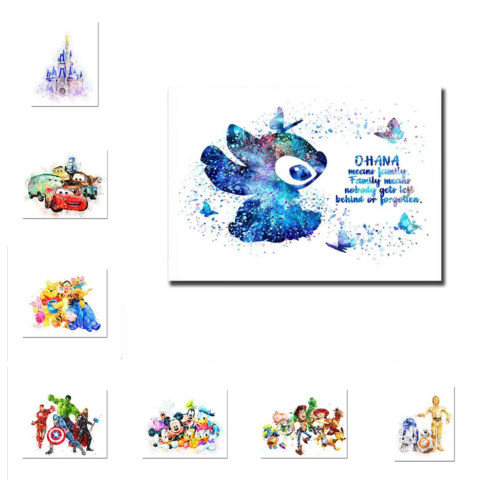 Disney Anime Lilo Quotes Canvas Painting Cute Stitch Marvel Interstellar Baby Posters Prints Wall Art Pictures for Home Decor