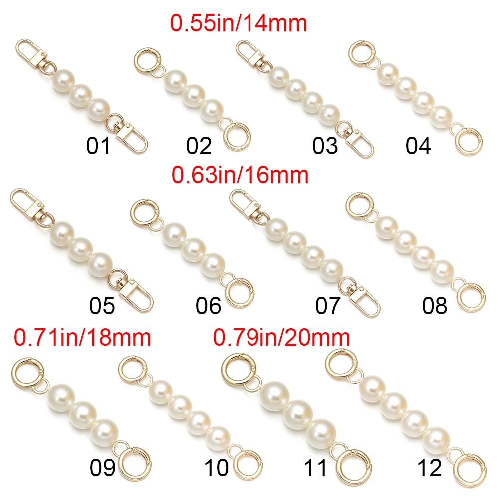 10-14mm Bag Chain Pearl Strap Extender Imitation Pearl Bead Replacement Chain Strap Purse Belt Handles Clutch Handbag Accessory