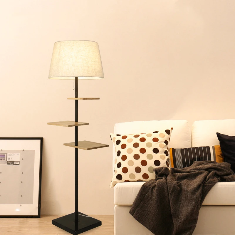 E27 Floor lamp Nordic Living Room Sofa Tea Floor 3 Plates Lamp Solid Wood Floor Lamp Black Metal Study Room Bedside Floor lamp