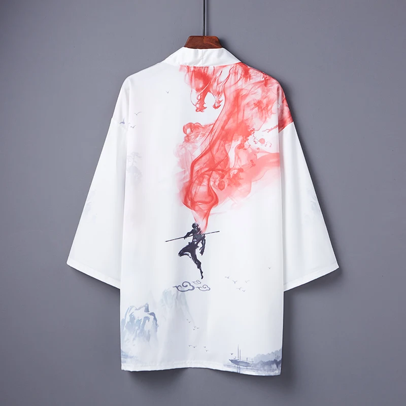 Camisa de estilo chino Harajuku para hombre y mujer, Ropa de Anime de Cosplay, cárdigan de Kimono japonés para mujer, Ropa de playa de verano, Obi Yukata