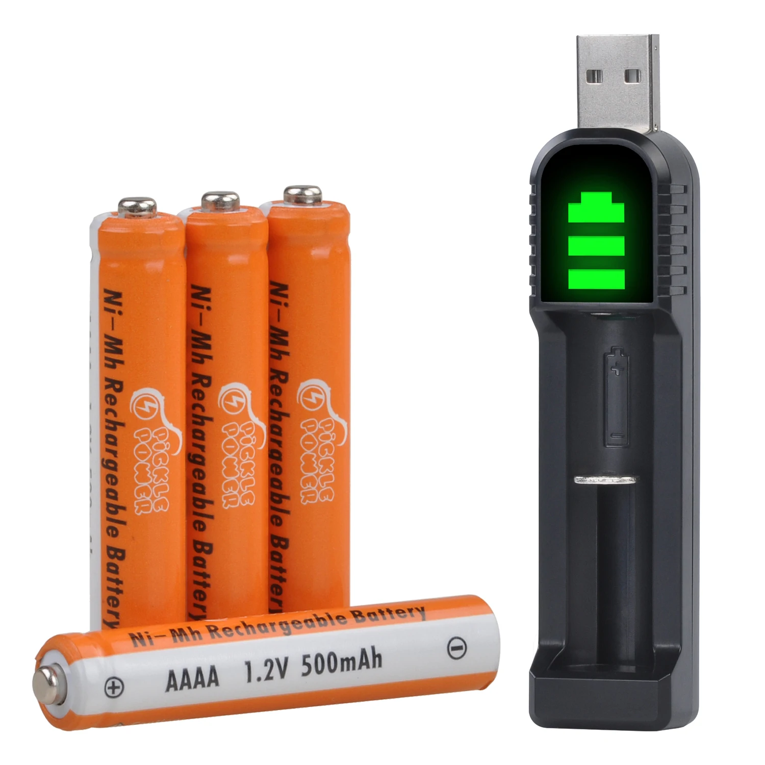 סוללת AAAA Ni-MH נטענת במתח 1.2V עבור עט משטח, צעצועים, אוזניות בלוטות', מטען USB עבור AA AAA AAAA בגודל N