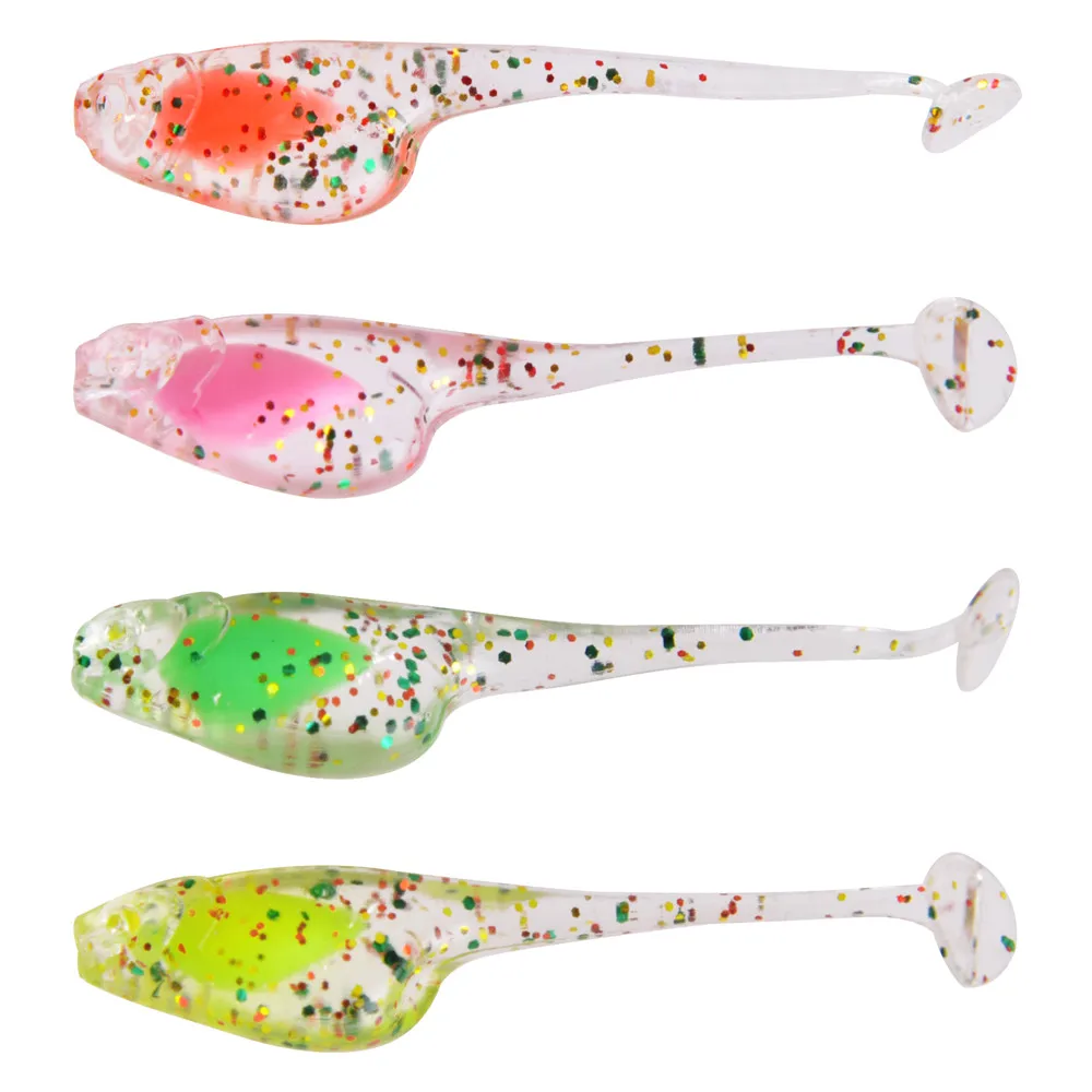 30Pcs Soft Silicone Luminous Floating Fishing Lure 5cm 1g Soft Artificial Bait Swimbaits Jigging Fishing Trout Lures