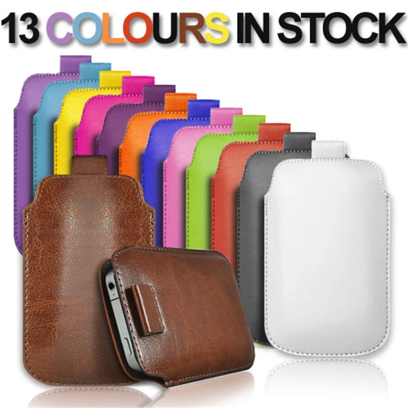 Universal Pull and Push Tab PU Leather Case For iPhone 14 15 11 12 13 Pro 6 7 8 Plus X Xr Xs Max Pouch