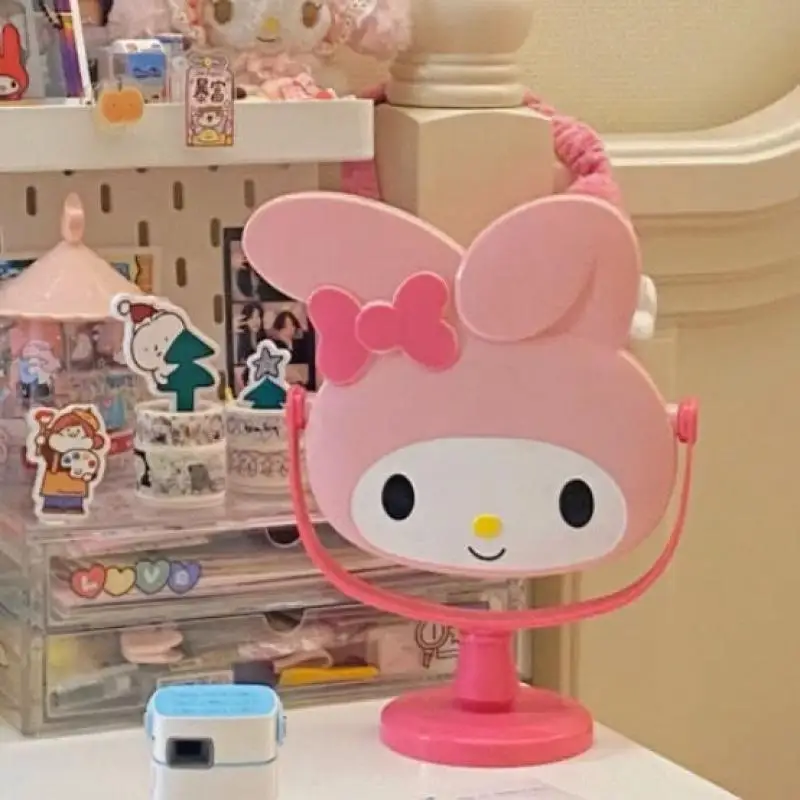 Kawaii Sanrio Mymelody Cartoon Desktop Mirror Children's Make-Up Mirror Dressing Table Reversible Vanity Mirror Gifts for Girls