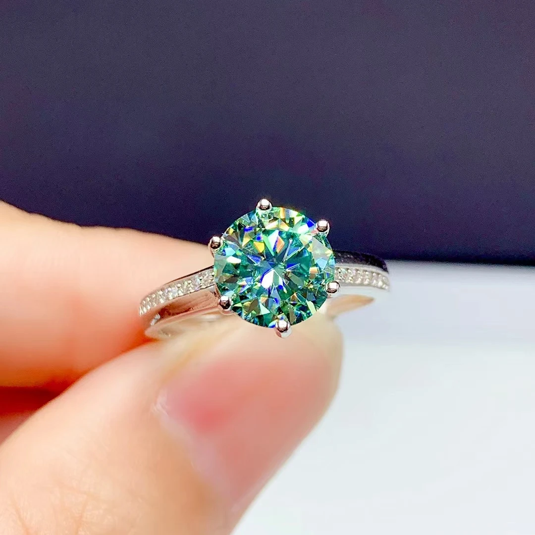 2021 crackling green moissanite gemstone ring for women jewelry engagement ring for wedding 925 silver ring birthday gift love