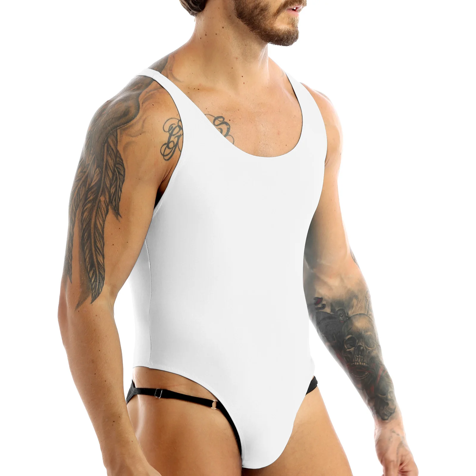 MSemis Men Body suit High Cut Thong Leotard Bodysuit Bodystocking One-piece Makini Bodysuit Leotard Singlet Underwear Swimmsuit