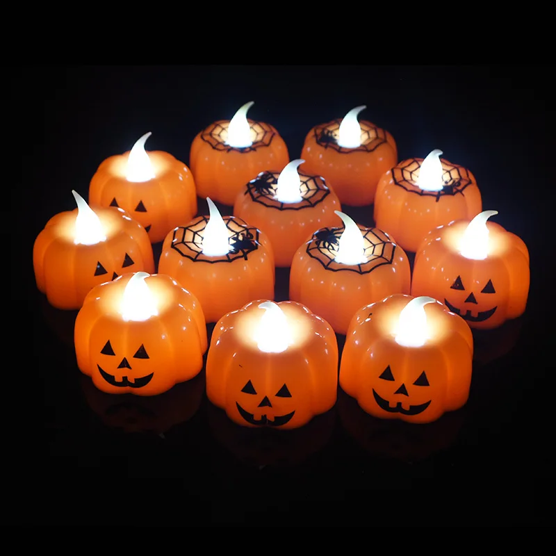 2/3/6pcs Halloween Small Pumpkin Candle Light Flameless LED Lights Lamp For Home Table Ornament Halloween Party Decor Supplies