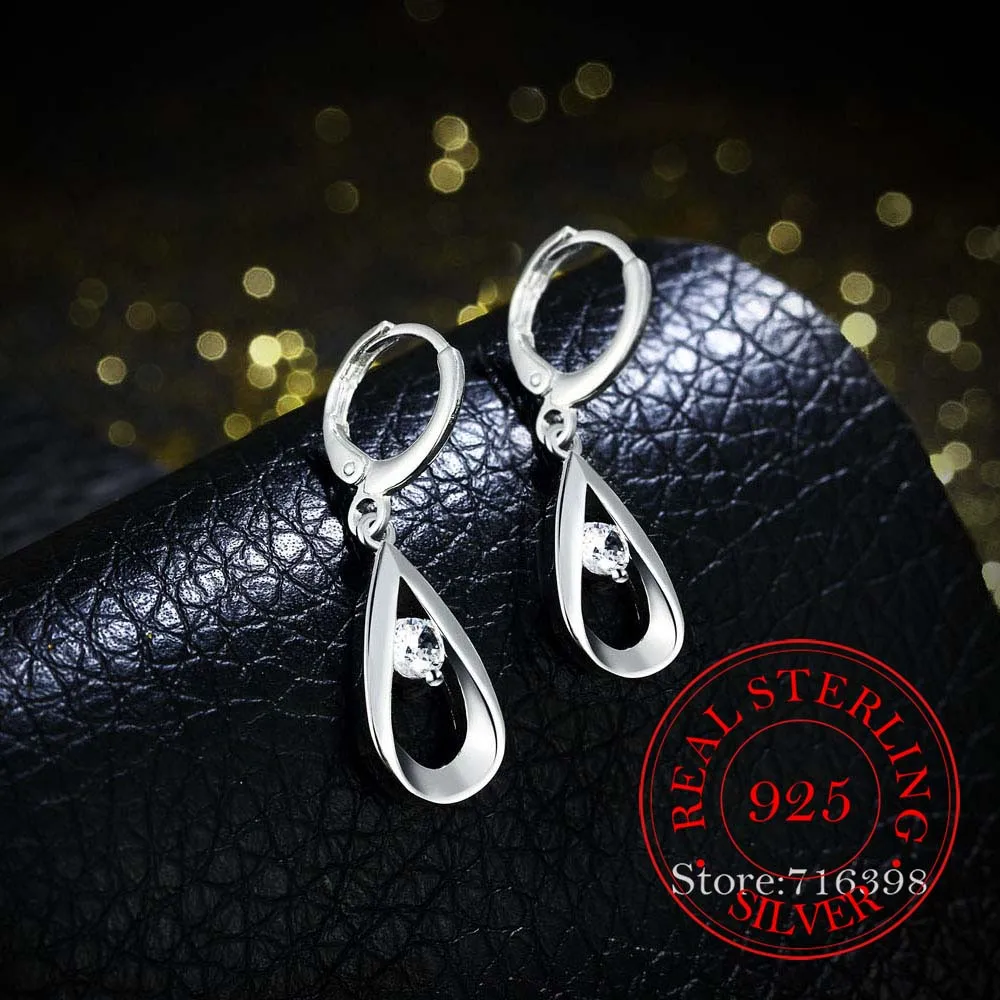 Koreański 925 Sterling Silver romantyczny kropla wody kryształ Vintage długie zwisające kolczyki Dangle dla kobiet 2020 biżuteria ślubna zaręczynowy — zdjęcie 4