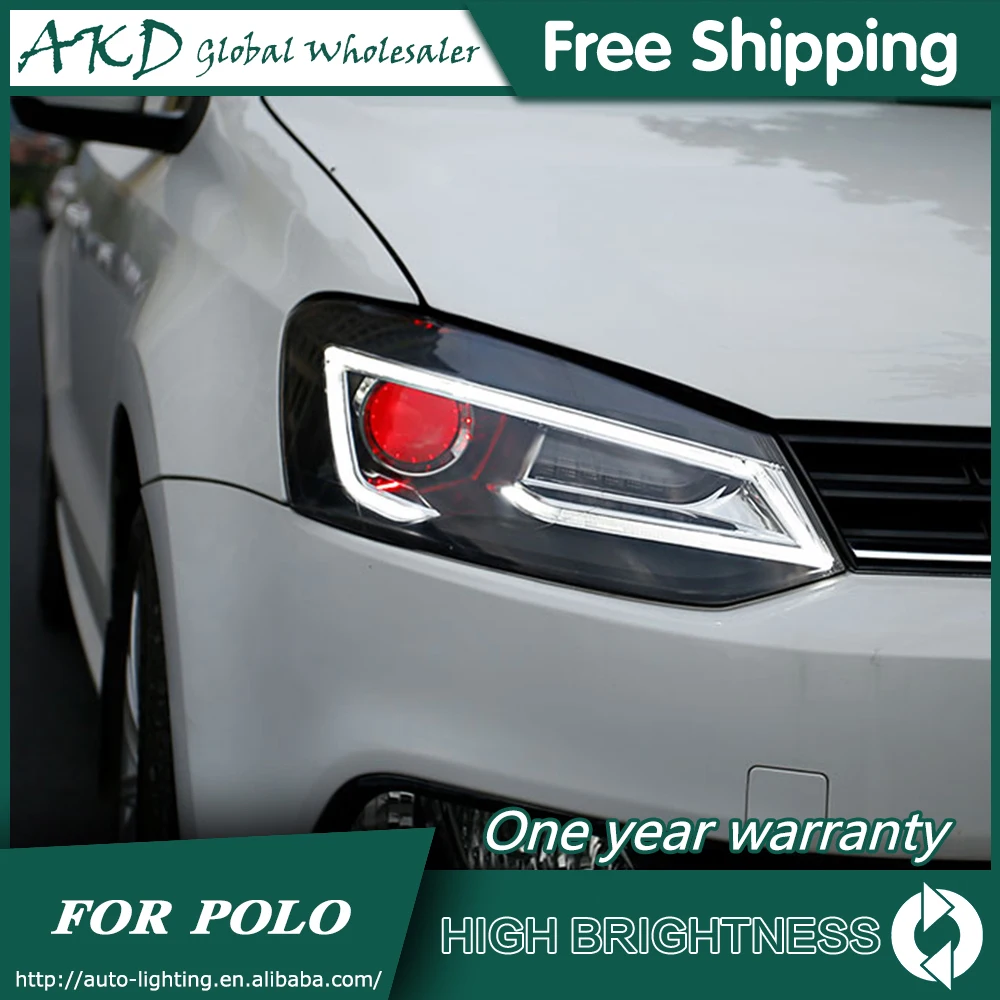 Headlights For VW POLO GTI 2010-2018 DRL Day Running Light Head Lamp LED Bi Xenon Bulb Fog Lights Tuning POLO TSI Car Accessory