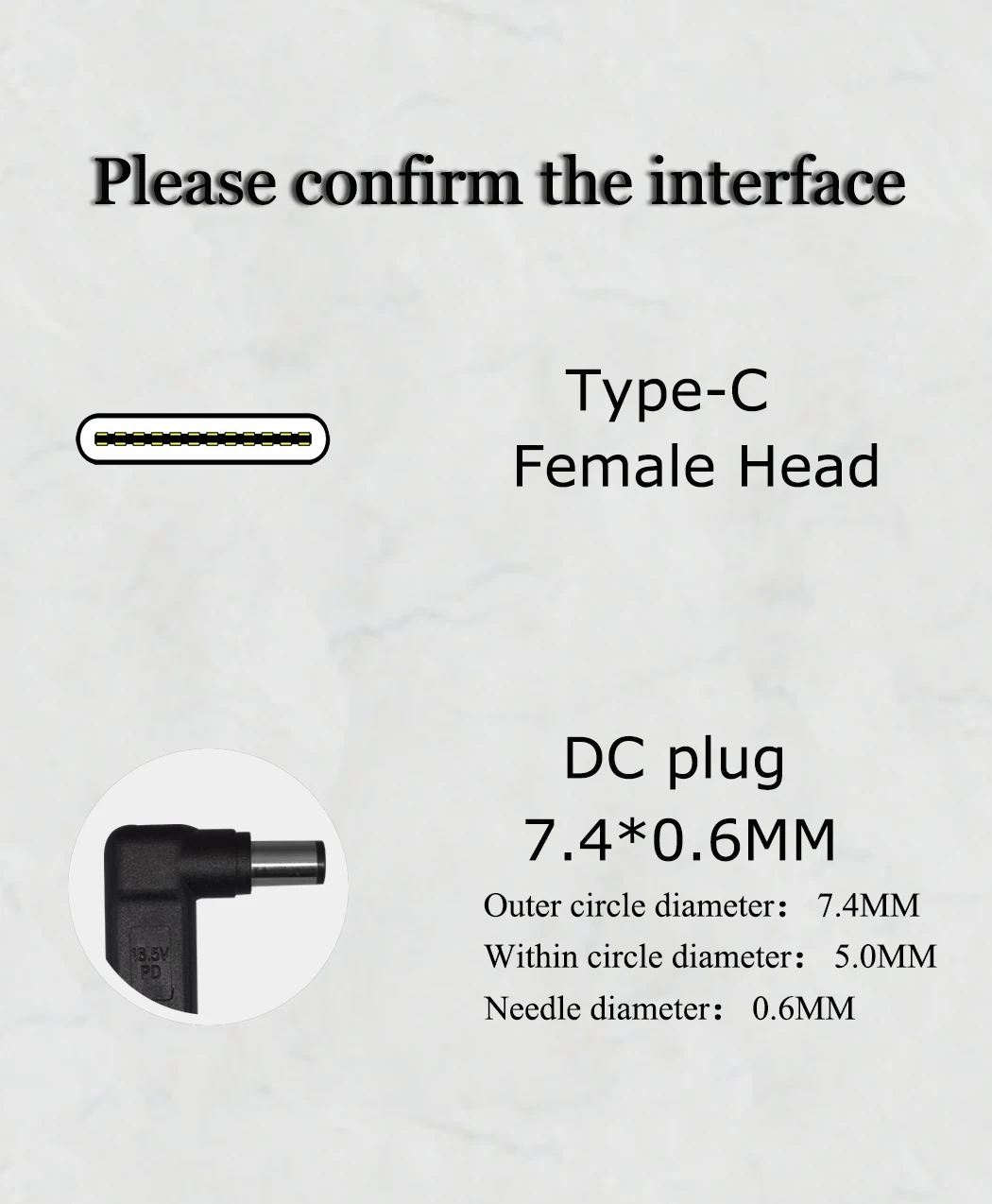 JORINDO Type-C female power socket to DC 7.4*5.0MM HP Laptop Power Adapter，PD100W quick charge