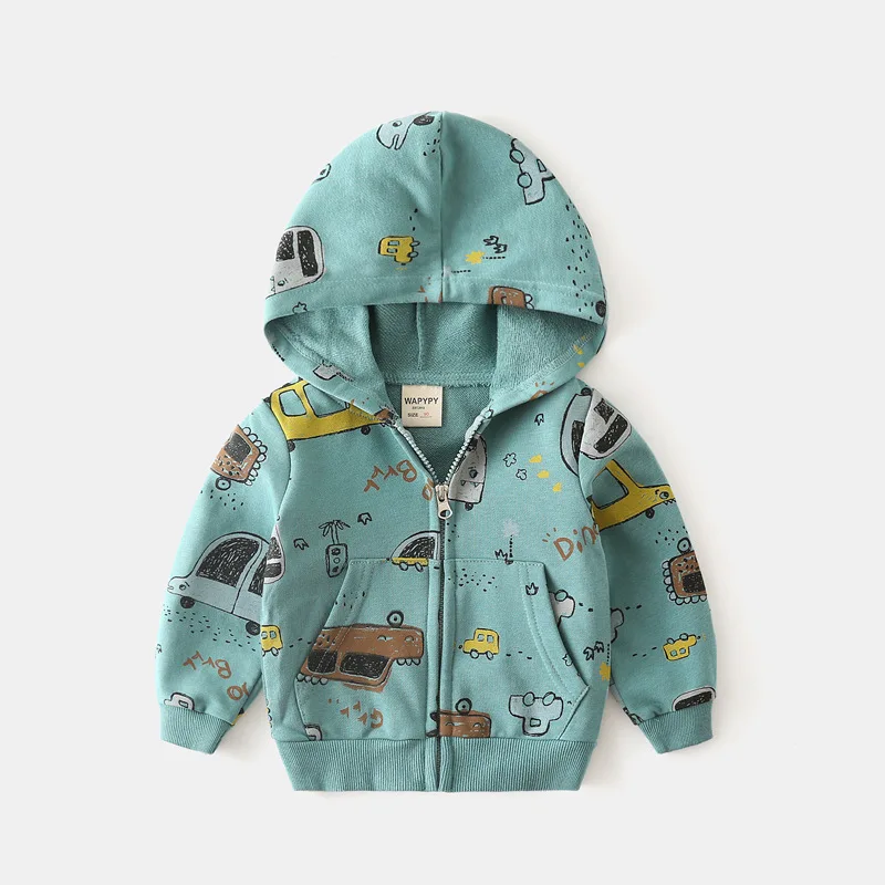 Children’s sweater South Korean version of Children’s wholesale boys cartoon full-printed Hoodie zip-up shirt baby jacket tide