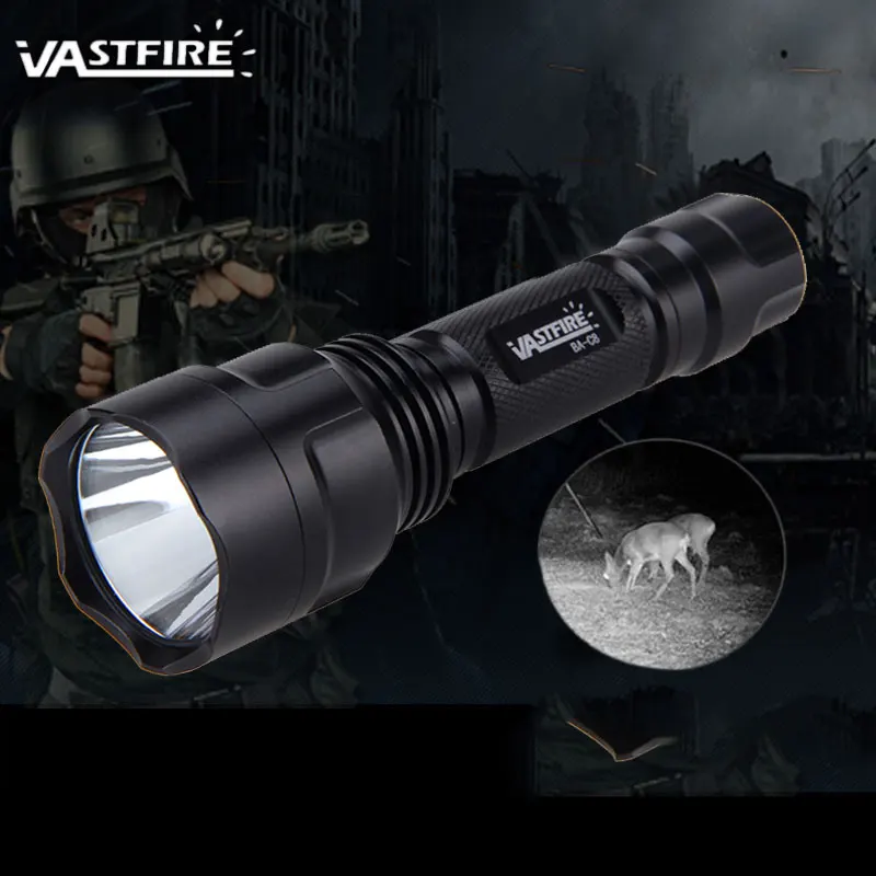 Infrared C8 Tactical Hunting Flashlight 850NM 940NM Night Vision Torch Waterproof LED Flashlights+18650+Charger+Mount+Switch+Box