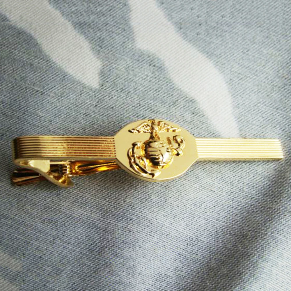 

US USMC Marine Corps Metal Tie Clip Shirt Lapel Uniforms Pin Badge Gold