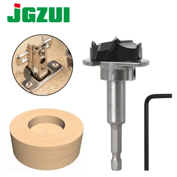 1 adetAltıgen saplı 35mm Ayarlanabilir Karbür Matkap Uçları Menteşe Delik Açıcı Sıkıcı Bit Uçlu Delme Aracı Ağaç İşleme Kesici