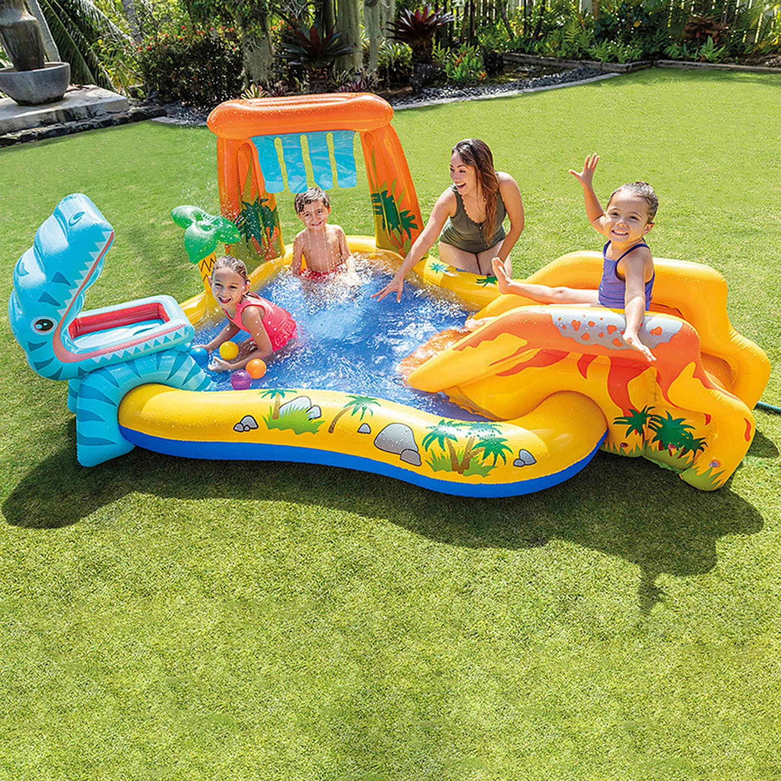 Dinosaur Iatable Play Center Spray Water Swimming Pool Blow Up Outdoor Summer Water Fun Paddling Pool For Kids