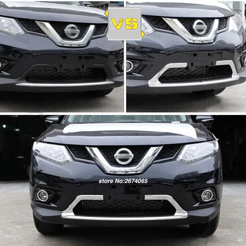 For 2014 2015 2016 Nissan X-Trail T32 Rogue Front Bumper Grille Grill Cover Trim X Trail XTrail ABS Car Styling Accessories 4pcs