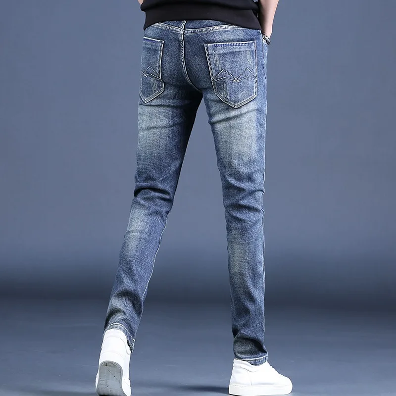 Men Fashion Jeans Casual Pants Blue Straight Fit Jean Streetwear Clothing Classic Mens Denim Trousers pantalones hombre vaqueros