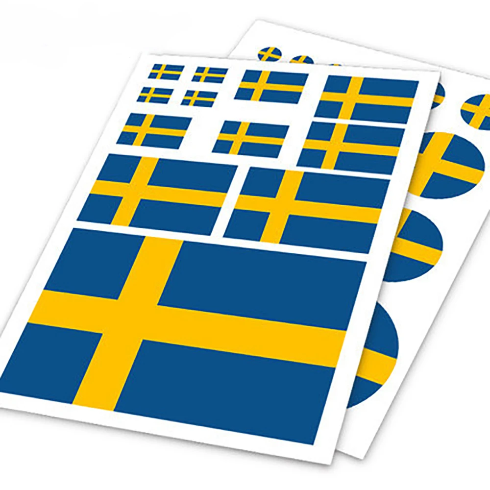 Swedish Flag Sweden Auto Motorcycle Decal Set Sticker Helm Scratch Off Cover Ipad Notebook Laptop Handy Decoration Accessories