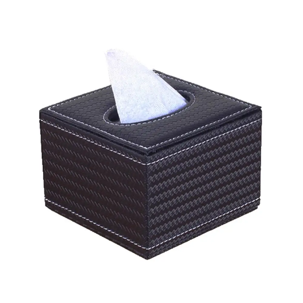 Box Cover Paper Napkin Holder Case Room Car Hotel Tissue Holder Waterproof Easy Cleaning Black Leather Living Room Bedroom