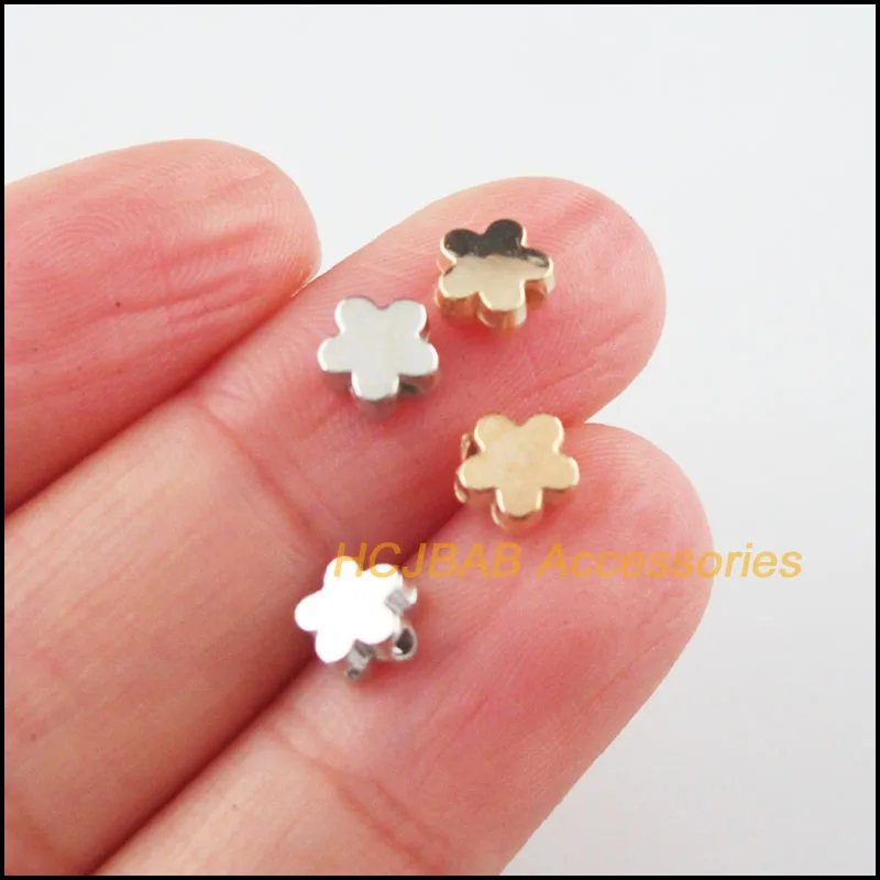 

250Pcs Dull Silver Plated / KC Gold Color Acrylic Star Flower Space Beads Charms 6mm