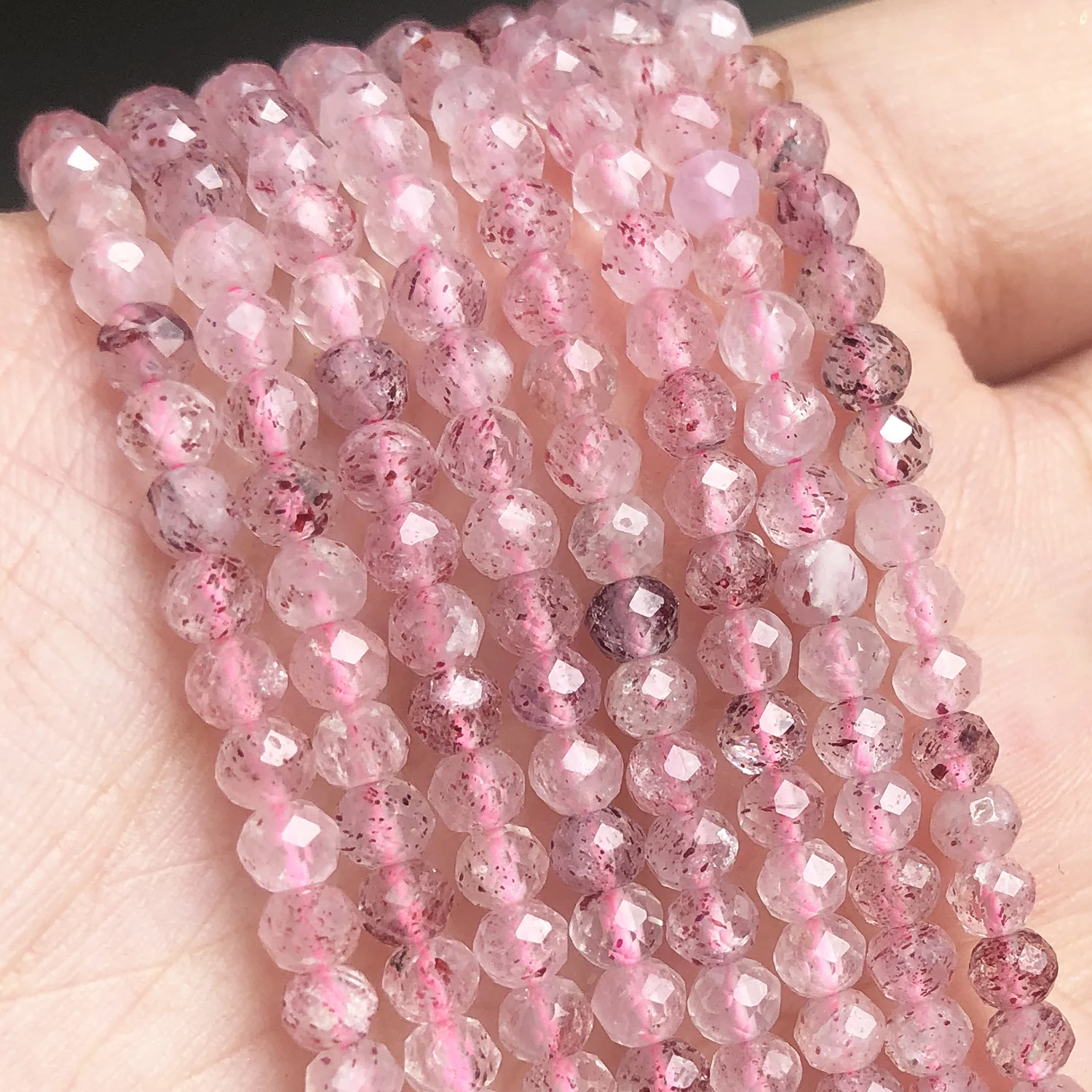 

4x3mm Wholesale Strawberry Quartz Small Waist Beads Natural Faceted Rondelle Beads for Jewelry Making DIY Bracelet Earrings 15''