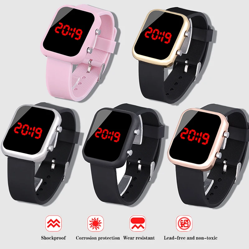 2019 New Brand Women Watches Square Digital Watch Silicone Wrist Watch Casual LED Watches Men Wristwatch Female Electronic Clock