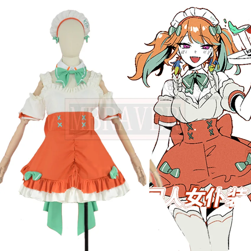 

VTuber Hololive Takanashi Kiara Maid Outfit Cosplay Costume Uniform Christmas Halloween Custom Made Any Size