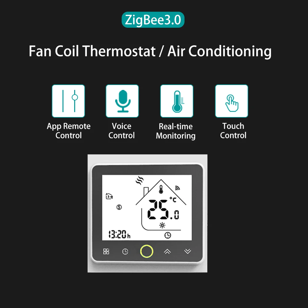 Imagem -04 - Zigbee 3.0 Unidade de Bobina do Ventilador do Termostato do Compressor ar Condicionado Condicionador Temp Digital 220v Tuya Vida Inteligente Alexa Google Casa