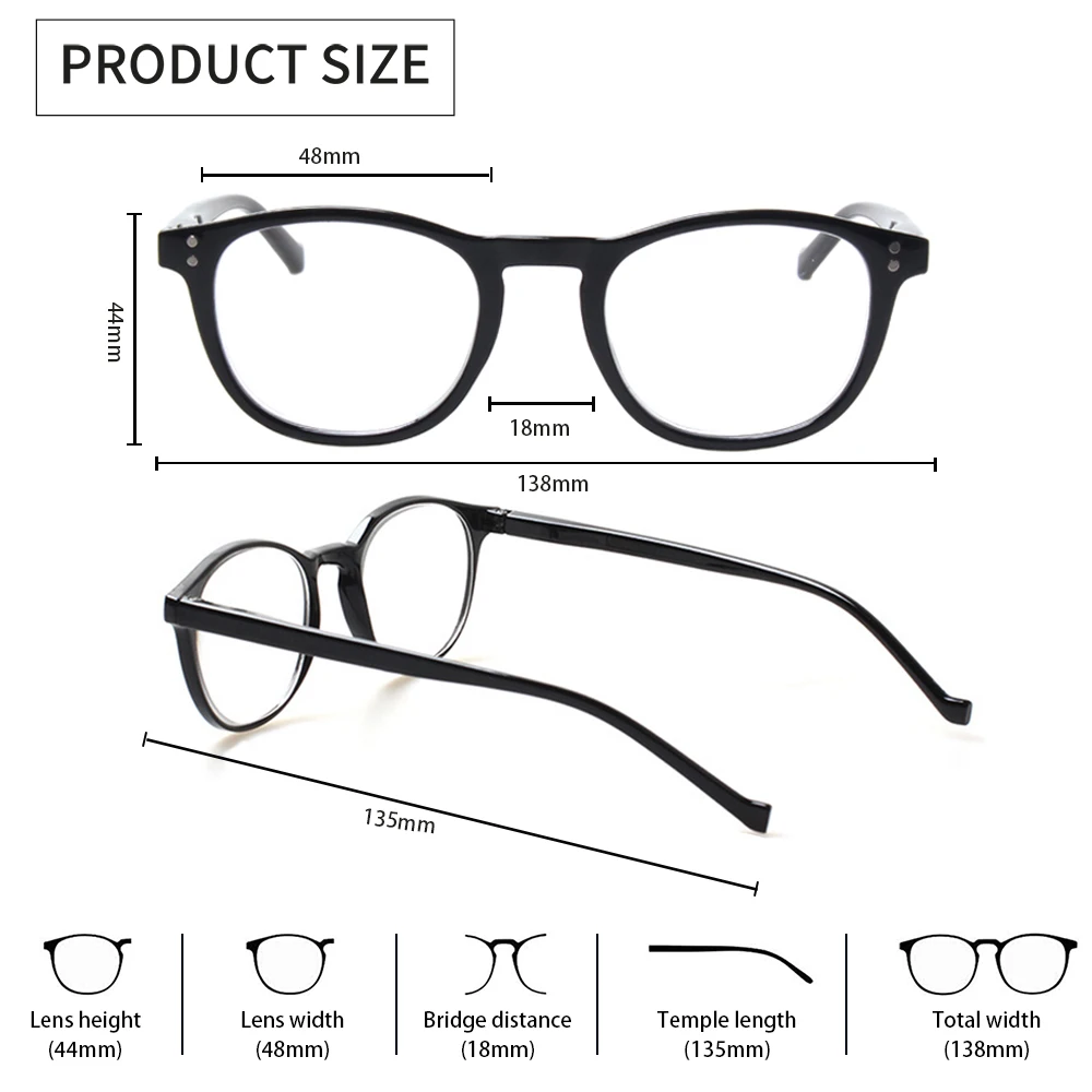 CLASAGA 5 Pack Reading Glasses Spring Hinged Round Frame Decorative Eyewear Men and Women HD Reader Eyeglasses Diopter 0~600