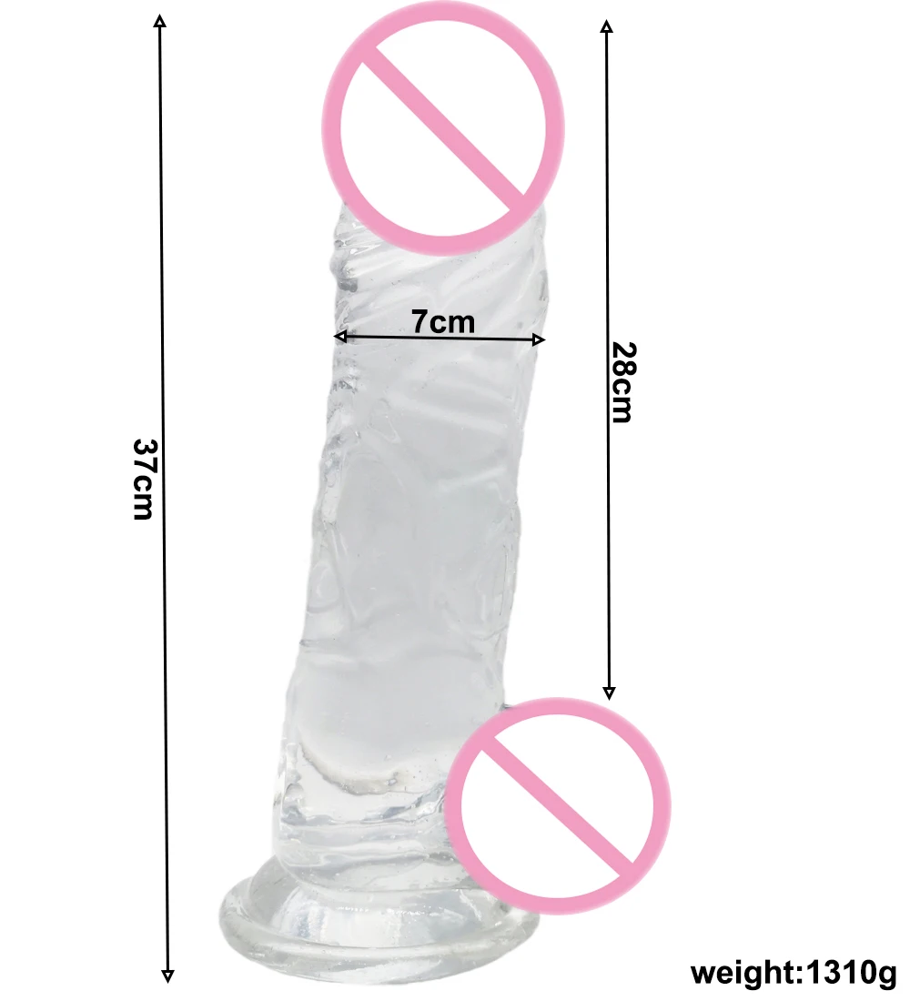 HOWOSEX  37*7CM Crystal Jelly Big Huge Realistic Dildo PVC Penis Women Artificial Giant Long Suction Cup Anal Dildo Penis Dick