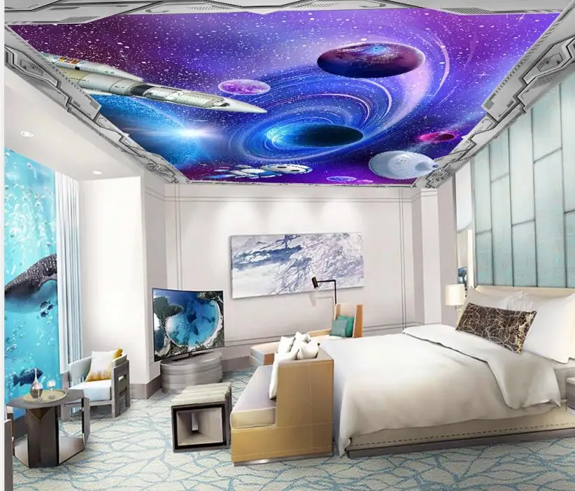 

Ceiling Wallpaper Murals Living Room Bedroom Ceiling Mural Decor Science fiction starry sky 3D ceiling mural