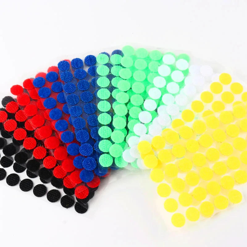 102 Pairs Colorful Self Adhesive Fastener 15mm Magic Tape Sticker Disc Strong Glue DIY Sewing Round Hook Loop Coin