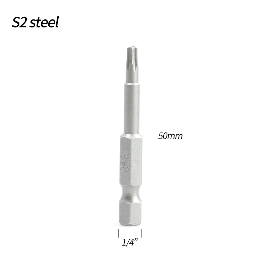 1 stücke S2 legierung stahl 50mm lange torx-schraubendreher bit 1/4 "hexagon griff T6 T7 T8 T9 T10 t15 T20 T25 T30 T40 T45 schraubendreher bit