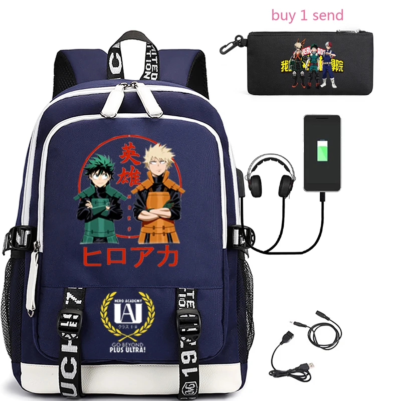 2022 anime my hero academia for girls usb school bag rechargeable ladies men travel laptop backpack