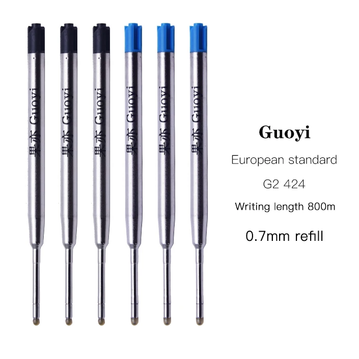 Guoyi K088 metal ballpoint pen refill 10pc/lot  for school office gift pen hotel business G2 424 pen Refill Writing length 700m