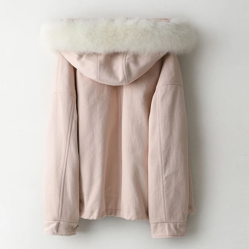 

Real Parka Fur Coat Winter Coat Women Rabbit Fur Liner Warm Jacket Women Fox Fur Collar Korean Outwear Manteau Femme MY