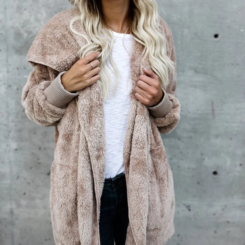 S-2XL Big Size Winter Coat Women Fur Cardigan Jacket Long Sides Both Side Wearing Faur Fur Coat Teddy Coat