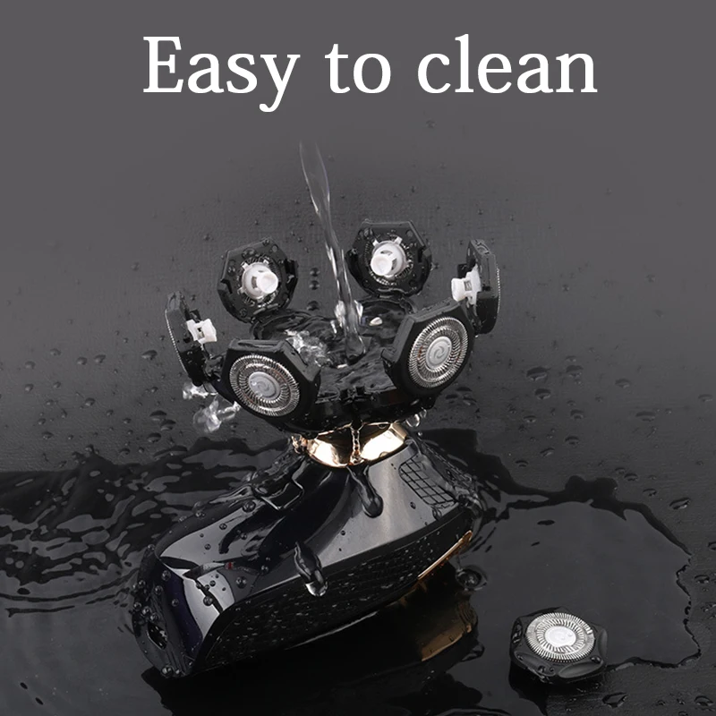 ماكينة حلاقة كهربائية دوارة للرجال أصلع الرطب والجاف الحلاقة المزدوجة USB قابلة للشحن اللاسلكي العائمة 7 رئيس الحلاقة مقاوم للماء