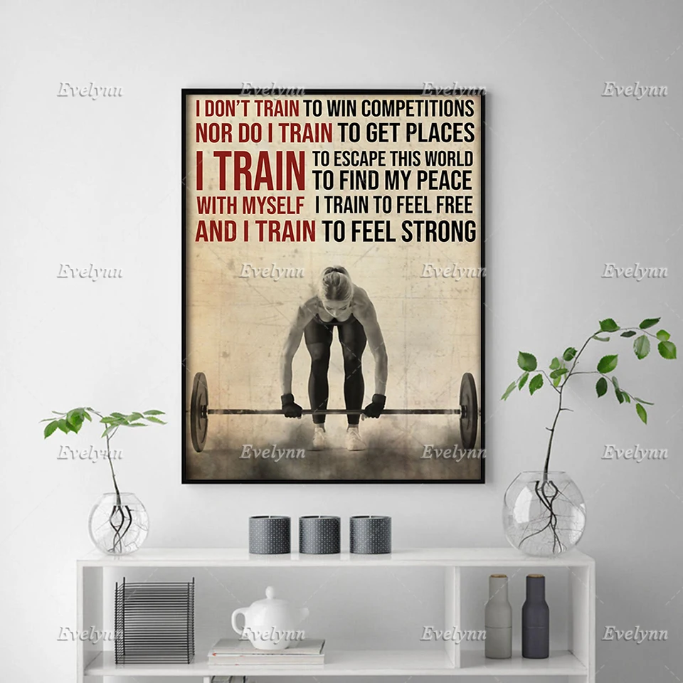 Bodybuilding Workout Bodybuilding Gym Weightlifting Poster I Don't Train To Win Competitions Home Decor Canvas Floating Frame