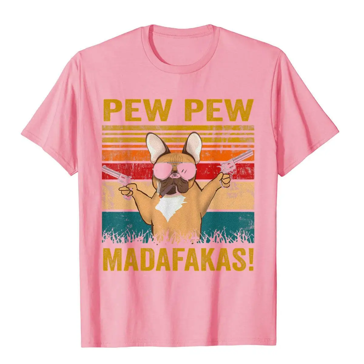 Pew Pew Madafakas French Bulldog Funny Dog Guns Frenchie T-Shirt Designer Men\'s T Shirt Cotton Tees Personalized