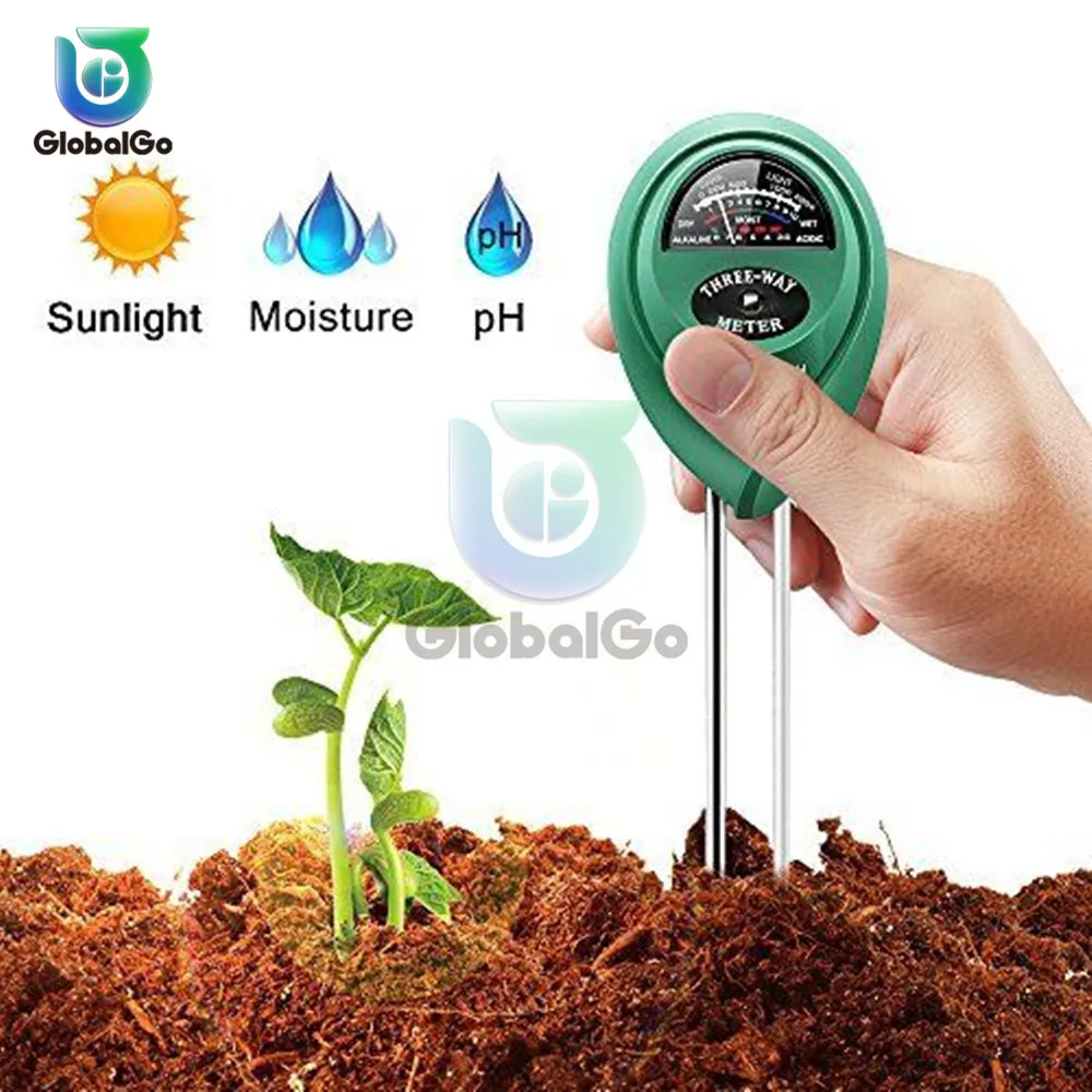 3in1 Soil Water Moisture PH Meter Acidity Humidity Sunlight Light PH Test Garden Plants Flowers Moist Tester Testing Instrument