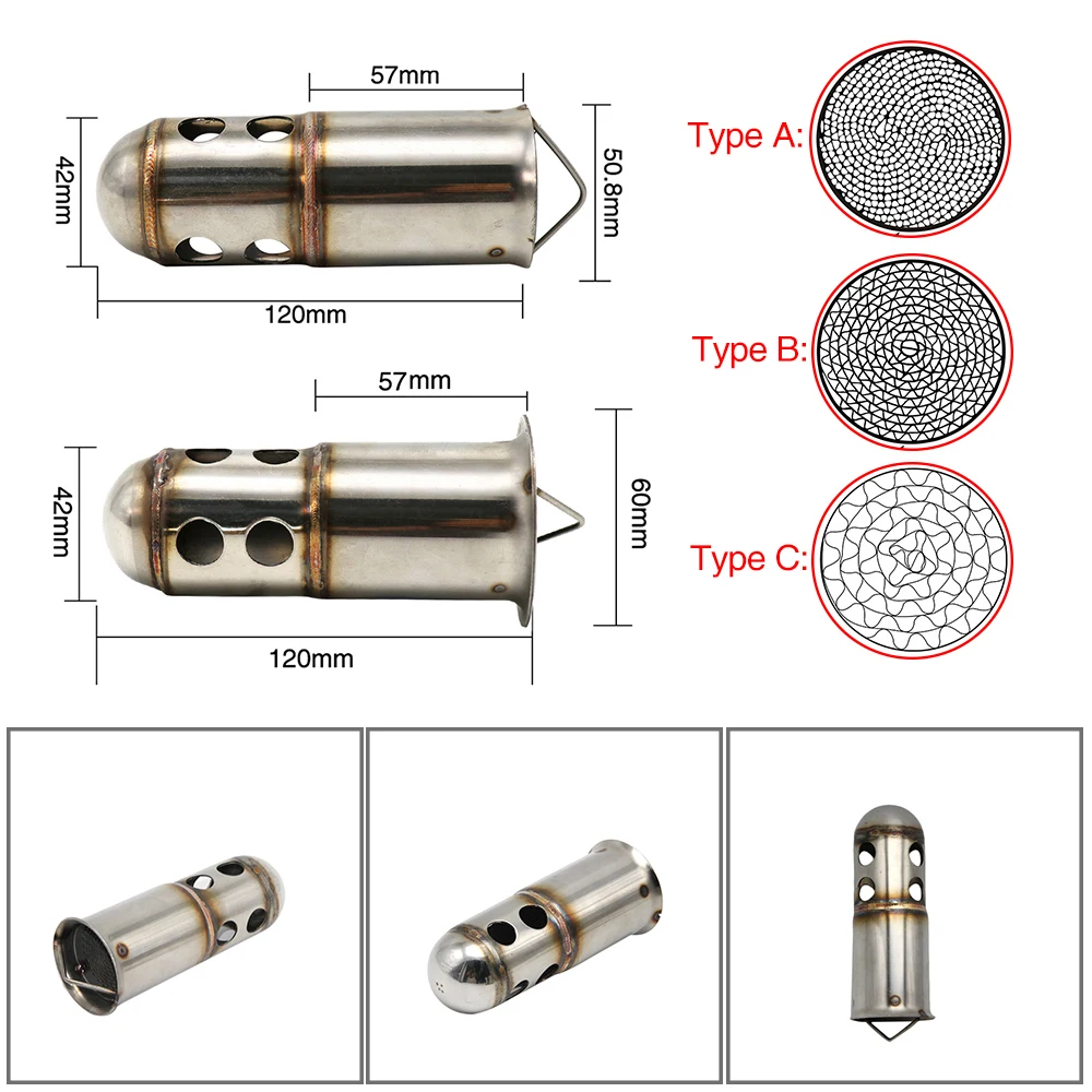 ZSDTRP 50.8mm 60mm Motorbike Universal Front Catalyst DB Killer Removable Silencer for Motorcycle Exhaust Muffler