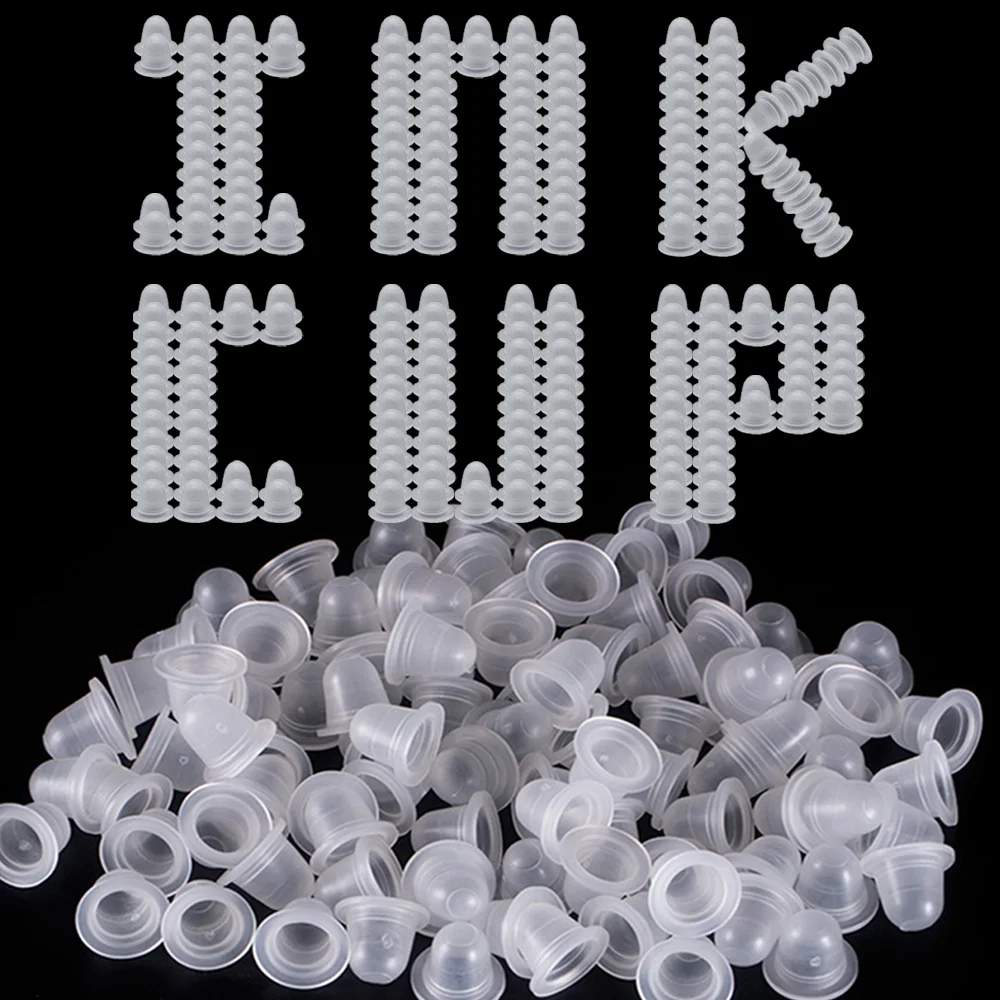 500pcs Disposable Tattoo Ink Cups Soft Silicone White Permanent Makeup Eyebrow Tattoo Pigment Container Caps Tattoo Accessories